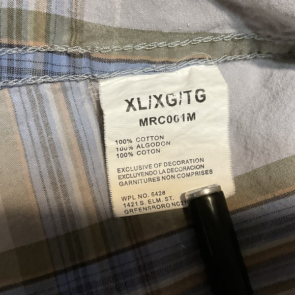 Wrangler Rock 47 Shirt Mens XL Black/Gray Plaid Western Pearl Snap W/Graphic - Picture 5 of 14